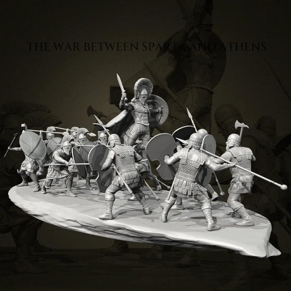 25mm-50mm Scale Ancient Spartan Warriors Battle Diorama Resin Kit (x12+ Figures)