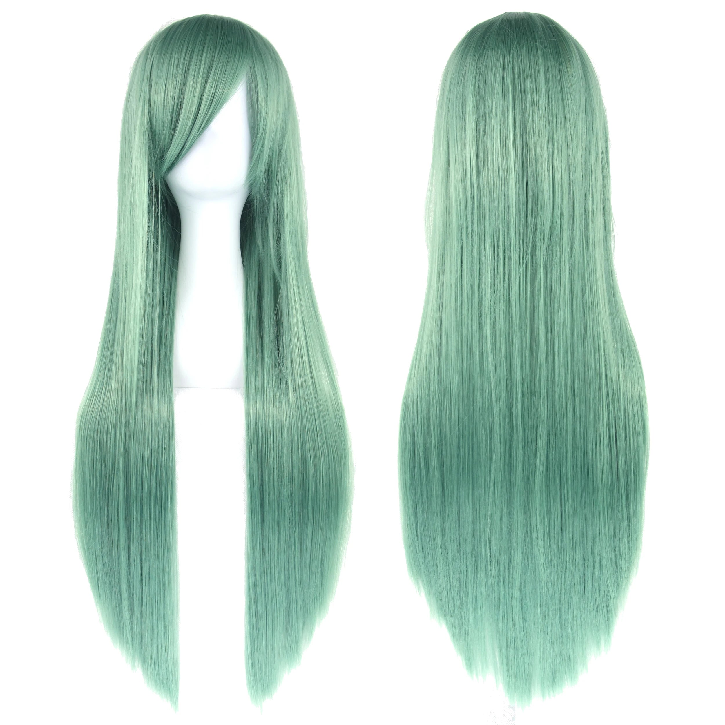 Long White Purple Cosplay Wig 80cm Straight Synthetic Hairpiece for Women Anime Party Wig