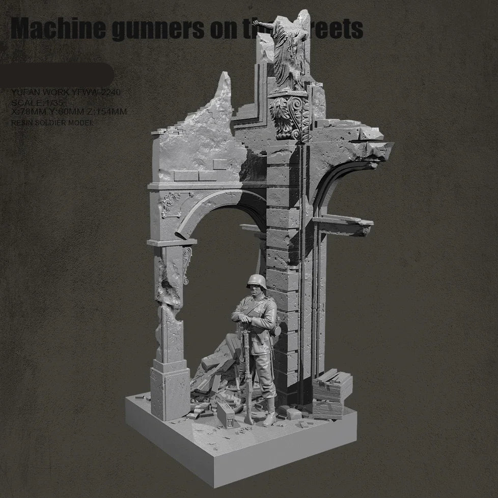 1/35 Scale European Soldier Scene | Resin Figure + Platform | Self-Assembled Model Kit - R Supply Store