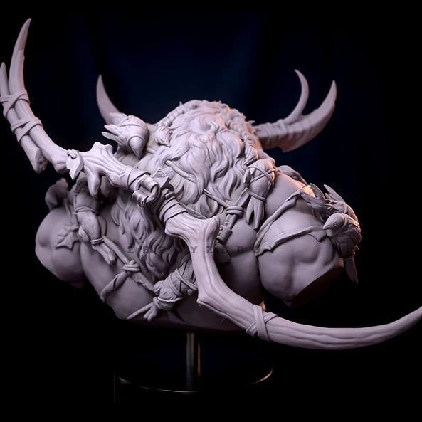 1/10 Minotaur Warlord Bust Resin Kit | Fantasy Beastman Miniature GK