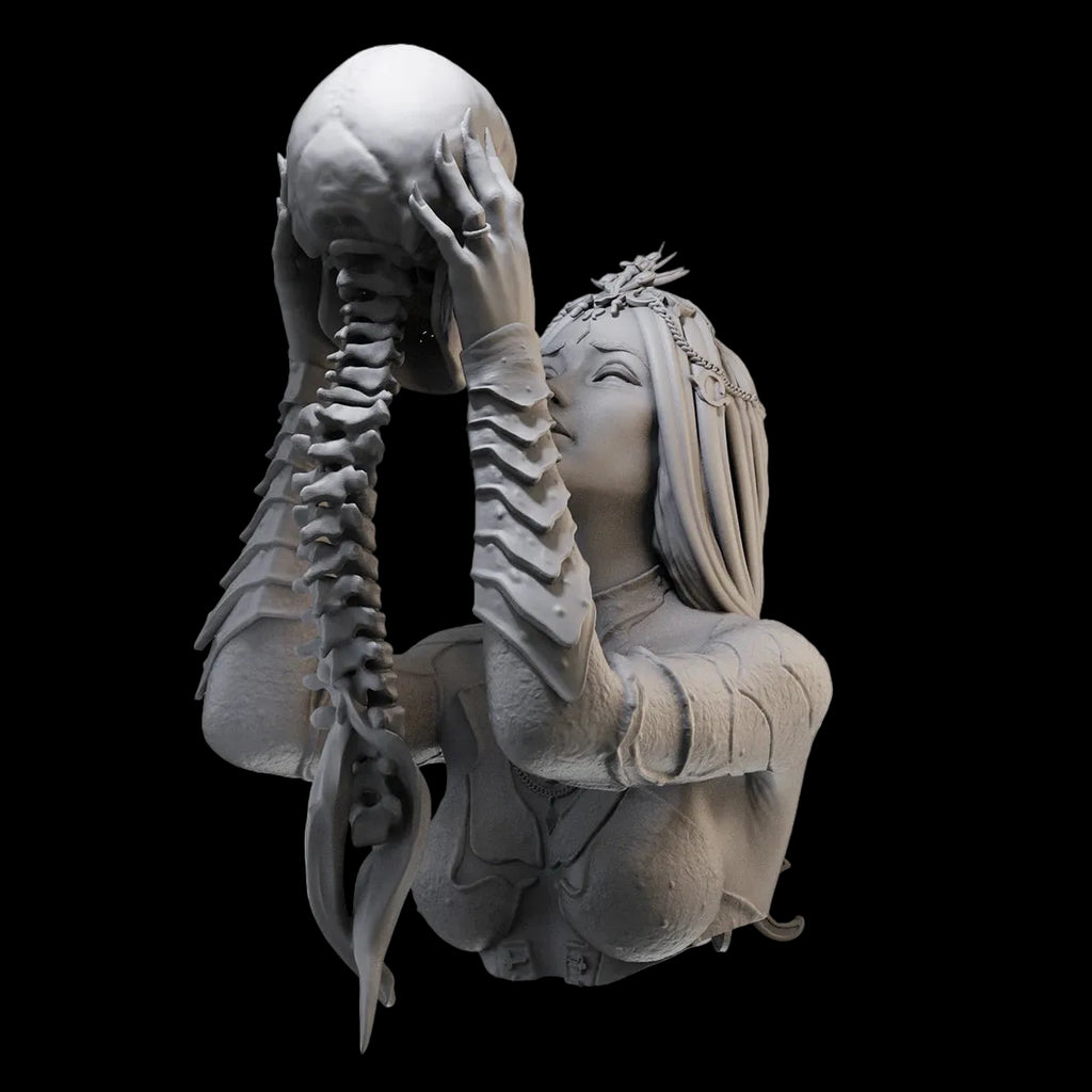 1/10 Necromancer Queen Bust Resin GK | Skull & Spine Fantasy Model