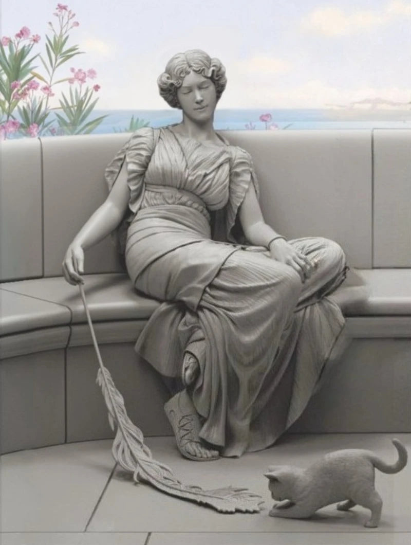 1/24 Scale 80mm Die-Cast Resin Figure Model Kit Casual Beauty Tease Cat Hobby Miniature Toys Unassembled Unpainted DIY Diorama - R Supply Store