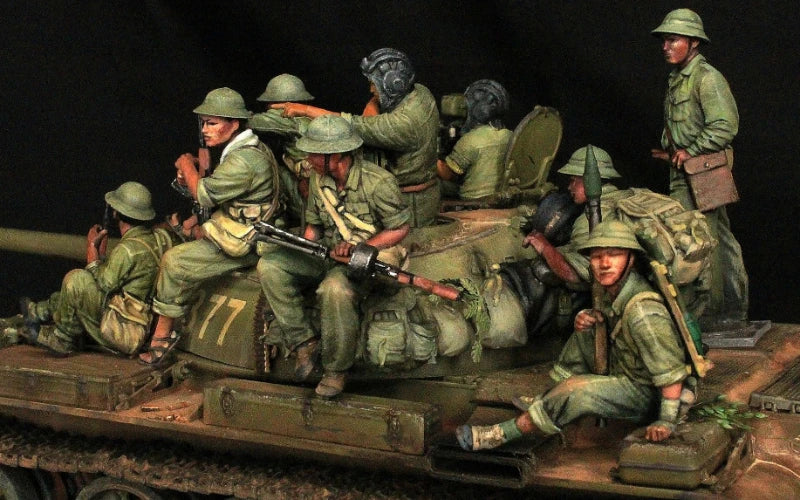 1/35 Scale Vietnam War NVA Tank Rider Figures – 10 Unpainted Resin Model Kit (No Tank) - R Supply Store