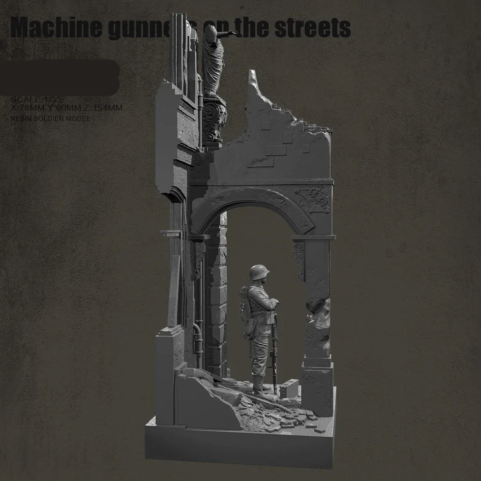 1/35 Scale European Soldier Scene | Resin Figure + Platform | Self-Assembled Model Kit - R Supply Store