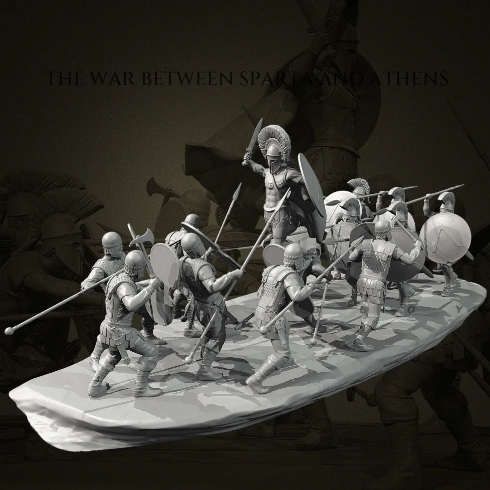 25mm-50mm Scale Ancient Spartan Warriors Battle Diorama Resin Kit (x12+ Figures)