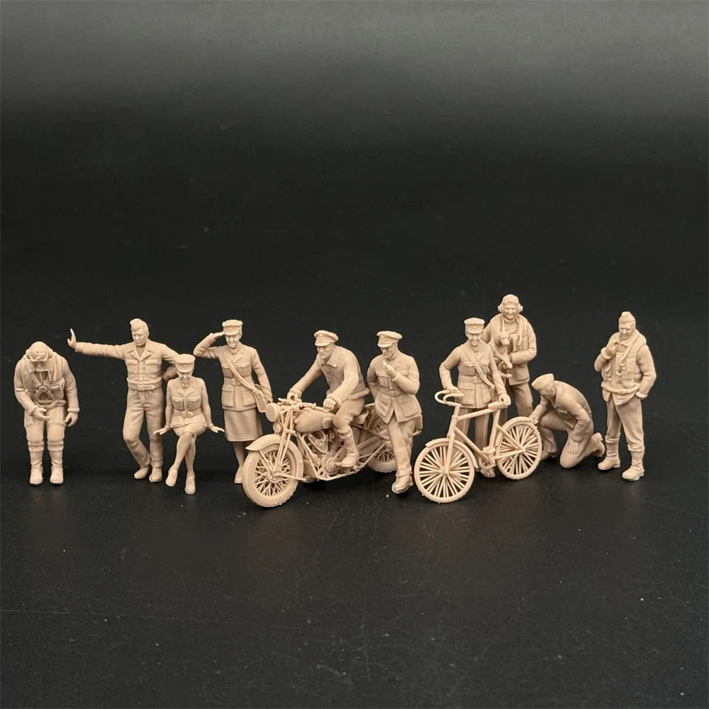 1/48 & 1/72 Scale WWII British Pilots & Ground Crew Resin Figure Set (10 Figures) - Airfield Accessories Military War