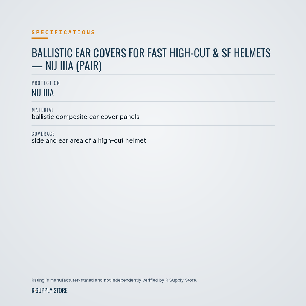Ballistic Ear Covers for FAST High-Cut & SF Helmets — NIJ IIIA (Pair) specifications