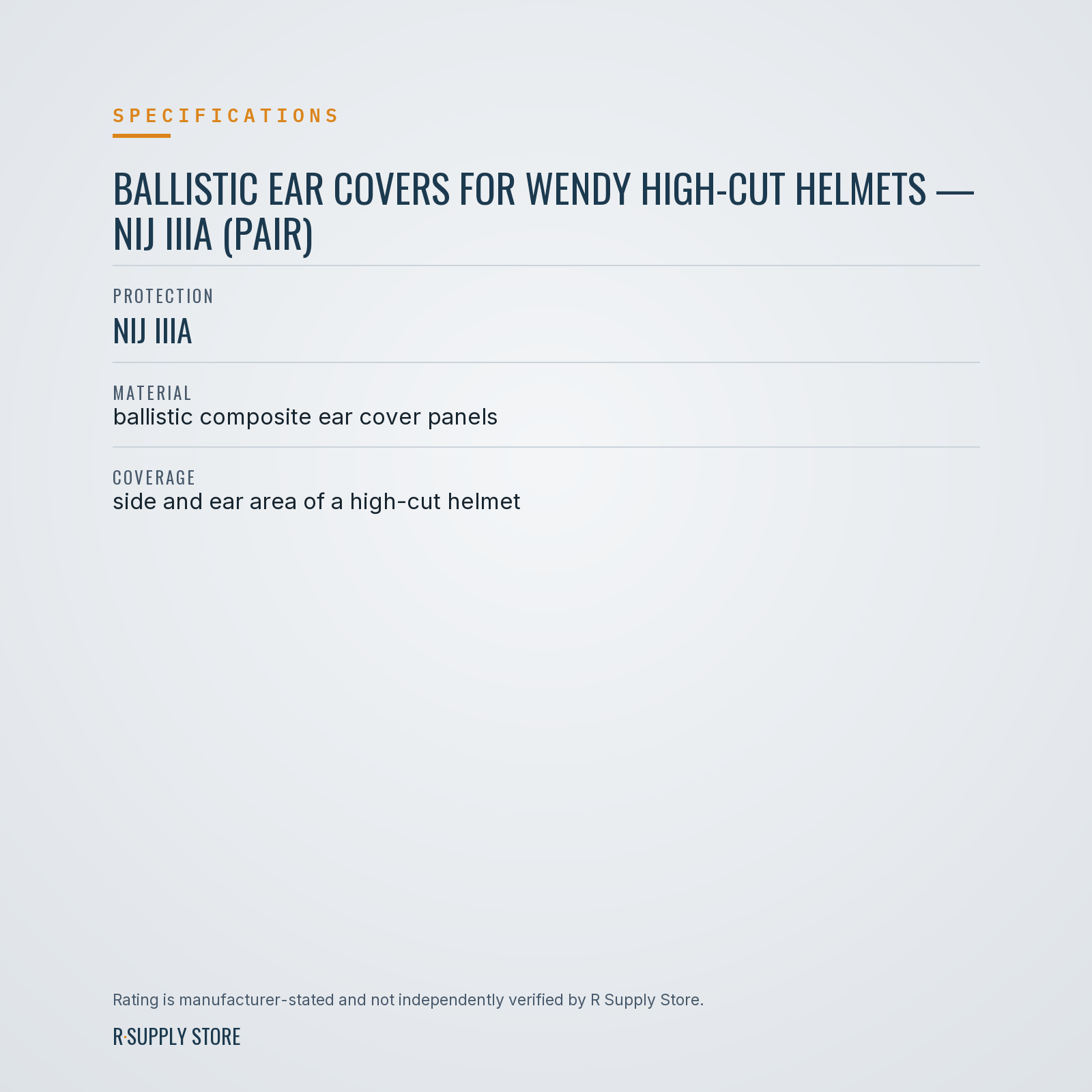 Ballistic Ear Covers for Wendy High-Cut Helmets — NIJ IIIA (Pair) specifications