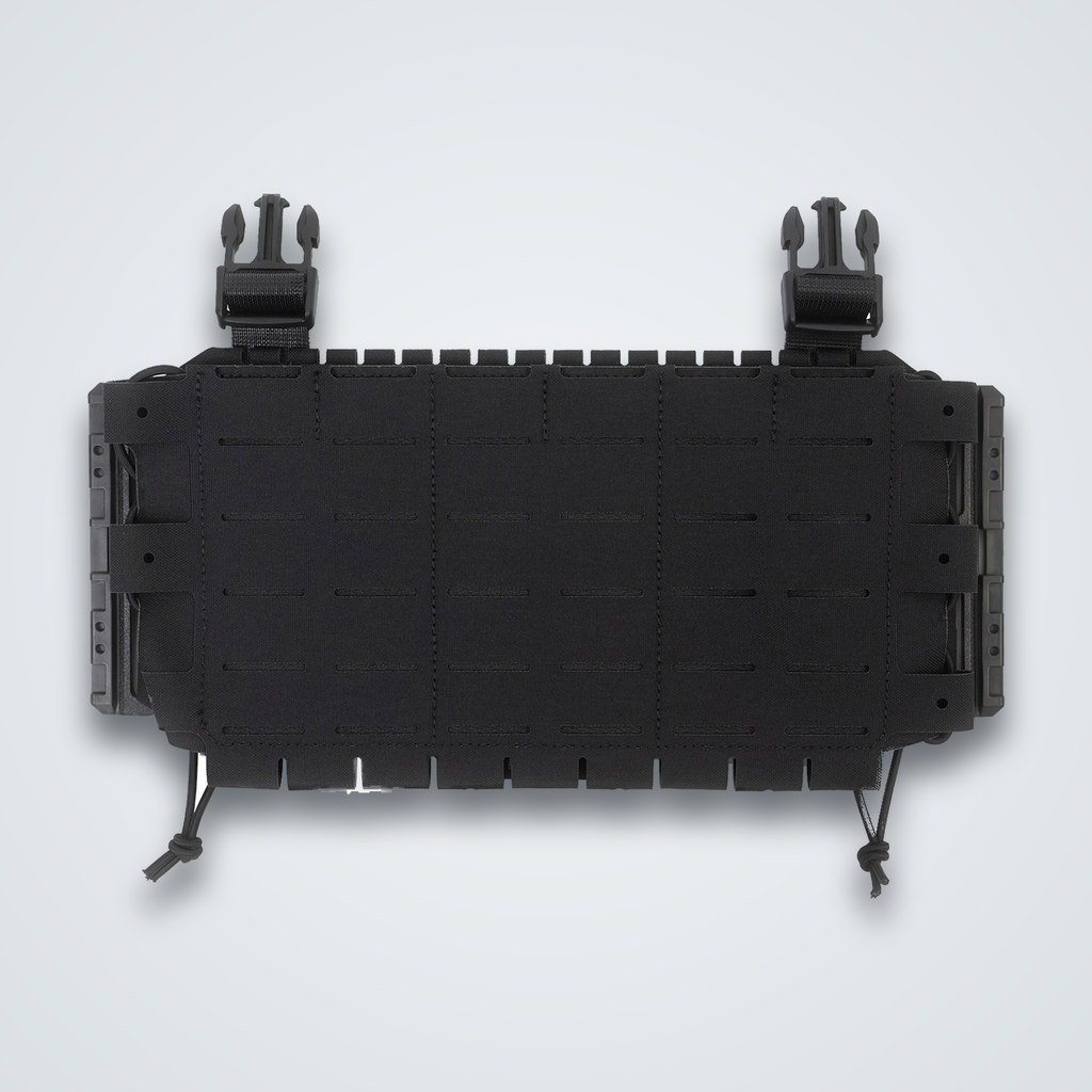 Militech expandable triple quad 5.56 magazine placard, black