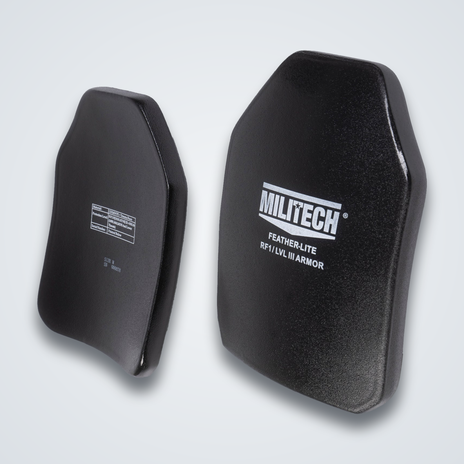 NIJ III+ / RF1 Feather-Lite Rifle Plates (UHMWPE, Pair Set)