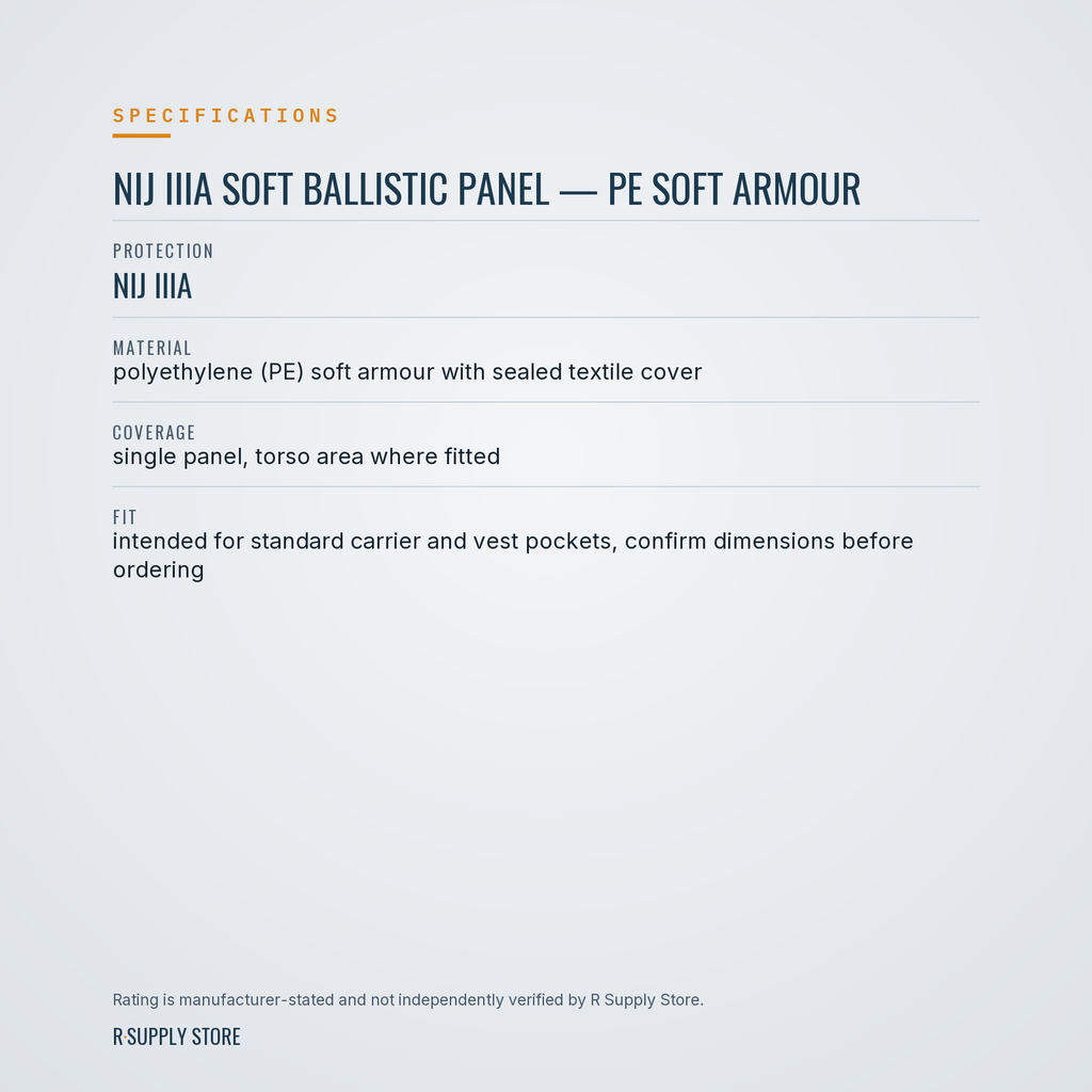 NIJ IIIA Soft Ballistic Panel — PE Soft Armour specifications